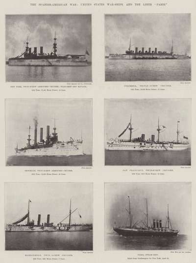 La Guerra Hispanoamericana, Buques de Guerra de los Estados Unidos y el Transatlántico Paris de English Photographer