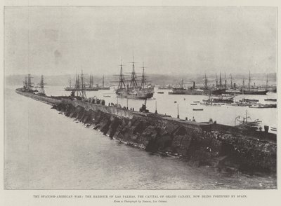 La guerra hispanoamericana, el puerto de Las Palmas, la capital de Gran Canaria, ahora fortificada por España de English Photographer