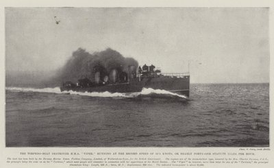 El Destructor de Torpedos HMS Viper, corriendo a la Velocidad Récord de 35.5 nudos, o casi Cuarenta y Unas Millas Estatutarias por Hora de English Photographer