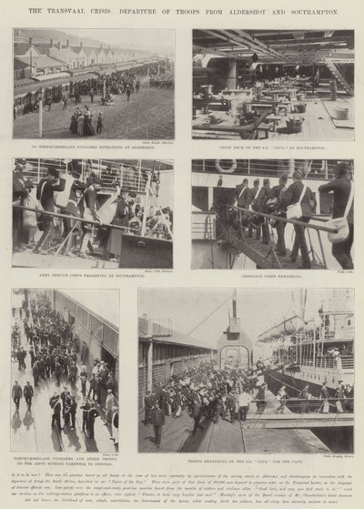 La crisis del Transvaal, salida de tropas de Aldershot y Southampton de English Photographer