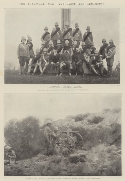 La guerra de Transvaal, ambulancia y armamentos de English Photographer