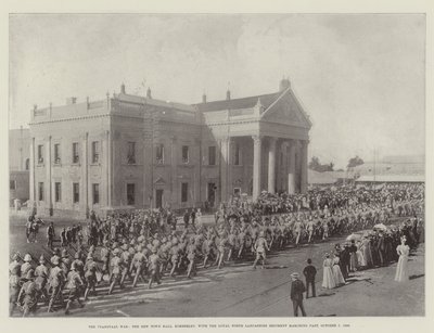 La Guerra del Transvaal, el Nuevo Ayuntamiento de Kimberley, con el Regimiento Leal de Lancashire del Norte Desfilando, 7 de Octubre de 1899 de English Photographer