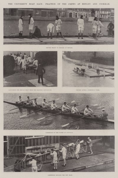 La Carrera de Botes Universitaria, Práctica de las Tripulaciones en Henley y Cookham de English Photographer