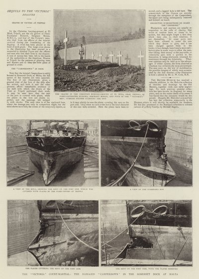 El Consejo de Guerra de Victoria, el Camperdown Dañado en el Muelle de Somerset en Malta de English Photographer
