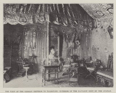 La visita del emperador alemán a Palestina, interior del pabellón enviado por el sultán de English Photographer