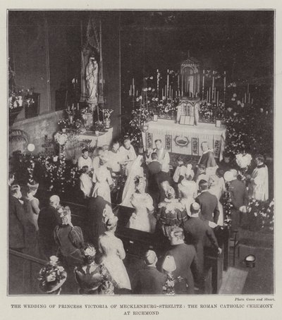 La boda de la princesa Victoria de Mecklenburg-Strelitz, la ceremonia católica romana en Richmond de English Photographer
