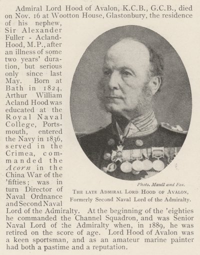 El difunto Almirante Lord Hood de Avalon, ex Segundo Lord Naval del Almirantazgo de English Photographer