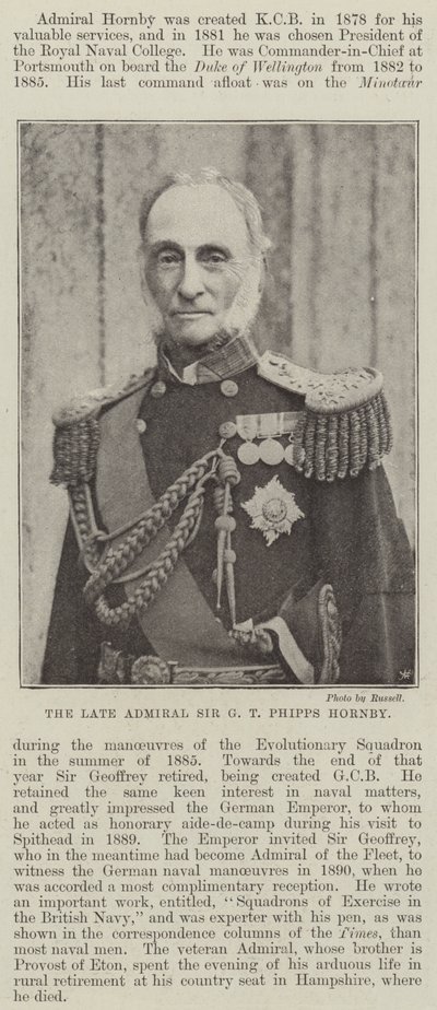 El fallecido Almirante Sir G T Phipps Hornby de English Photographer
