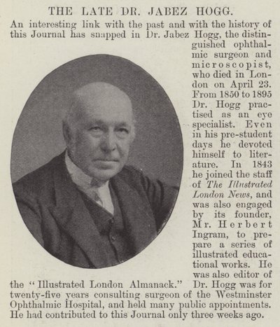 El difunto Dr. Jabez Hogg de English Photographer