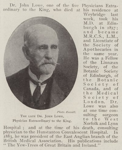 El difunto Dr. John Lowe, médico extraordinario del Rey de English Photographer