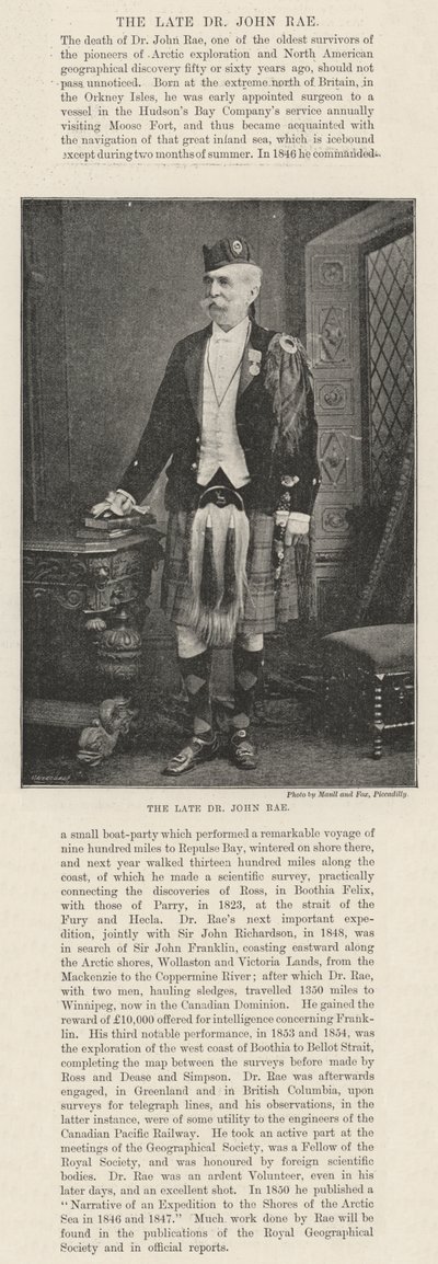 El difunto Dr. John Rae de English Photographer