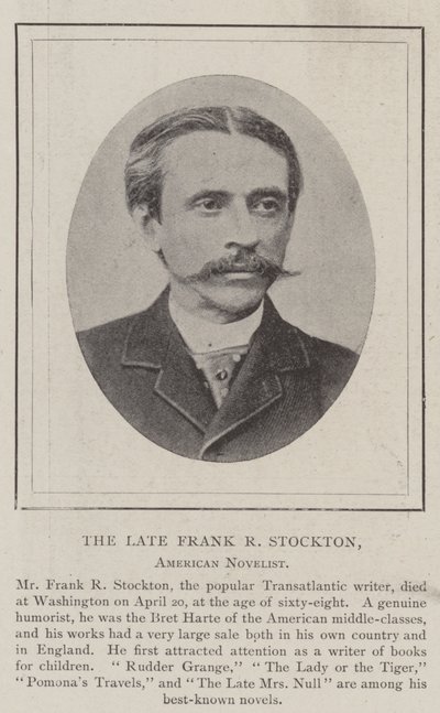 El difunto Frank R Stockton, novelista estadounidense de English Photographer