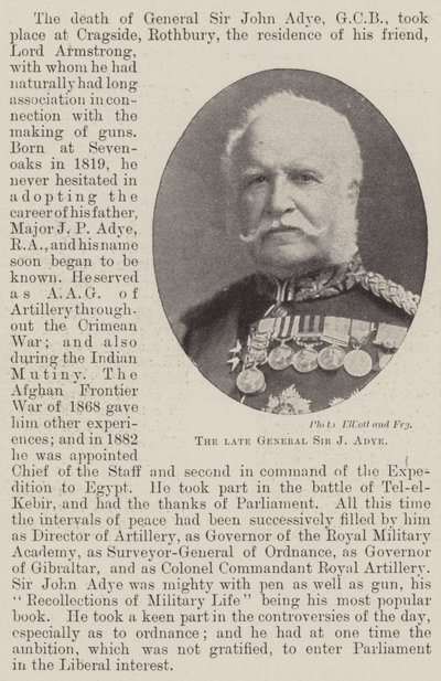 El difunto General Sir J Adye de English Photographer