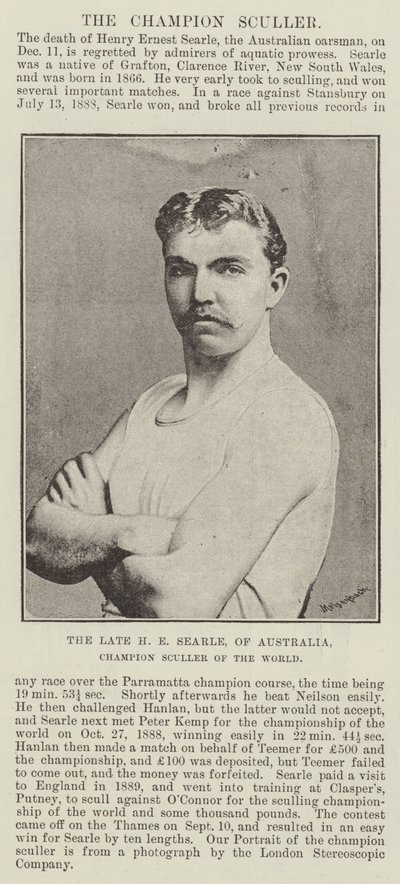 El difunto H E Searle, de Australia, Campeón Mundial de Remo de English Photographer