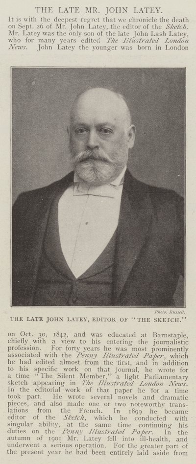 El difunto John Latey, editor de The Sketch de English Photographer