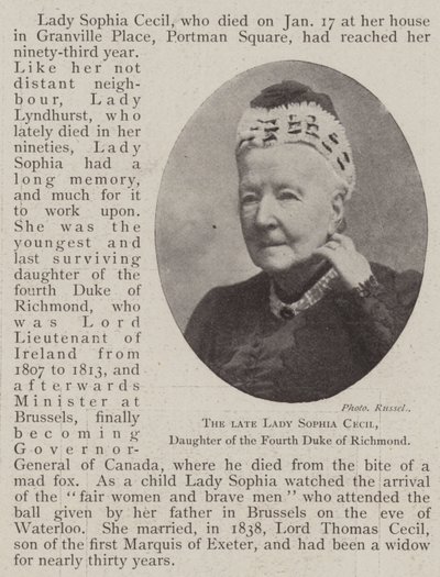 La fallecida Lady Sophia Cecil, Hija del Cuarto Duque de Richmond de English Photographer
