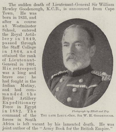 El difunto teniente general Sir W H Goodenough de English Photographer