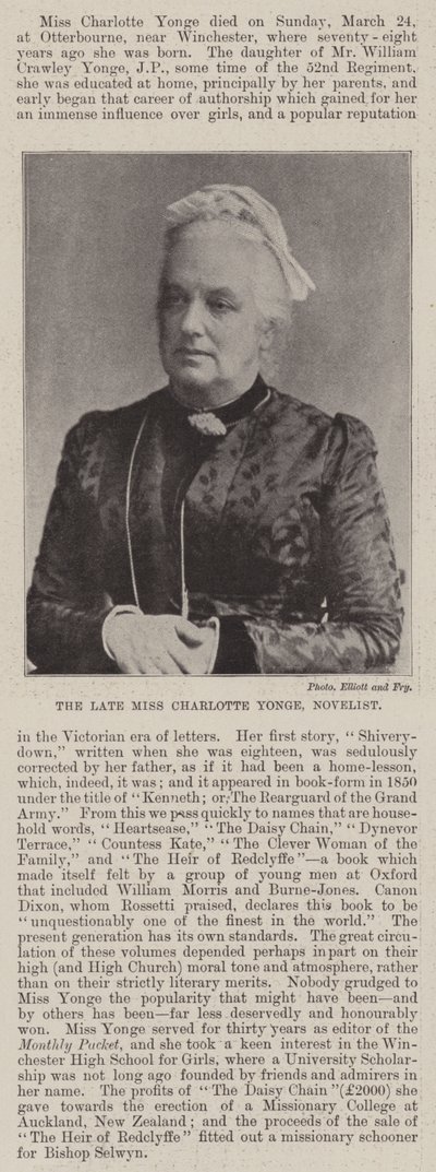 La difunta Señorita Charlotte Yonge, Novelista de English Photographer