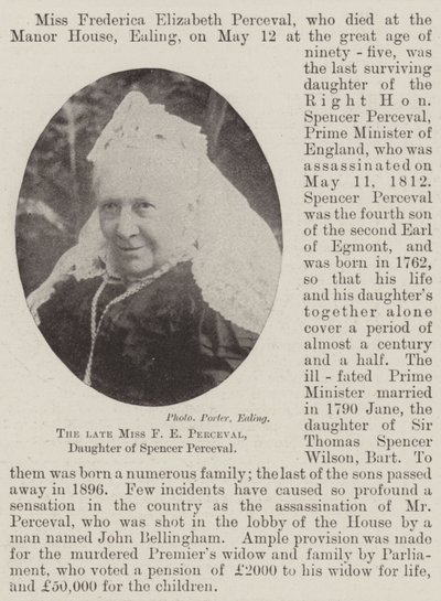 La difunta Srta. F E Perceval, Hija de Spencer Perceval de English Photographer