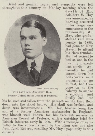 El difunto Sr. Adalbert Hay, ex cónsul de los Estados Unidos en Pretoria de English Photographer