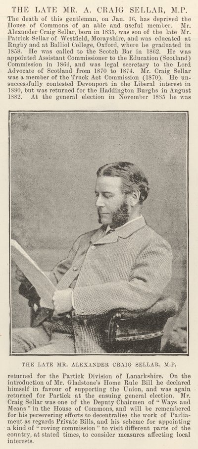 El difunto Sr. Alexander Craig Seller, MP de English Photographer