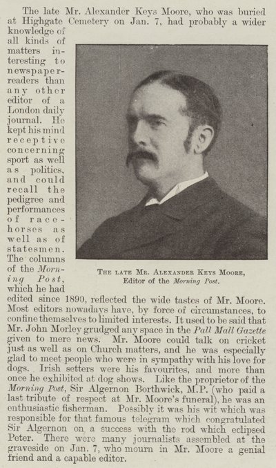 El difunto Sr. Alexander Keys Moore, Editor del Morning Post de English Photographer