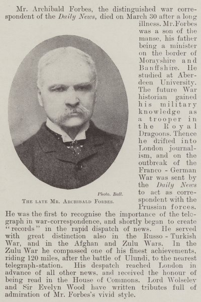 El difunto Sr. Archibald Forbes de English Photographer
