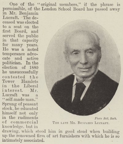 El difunto Sr. Benjamin Lucraft de English Photographer