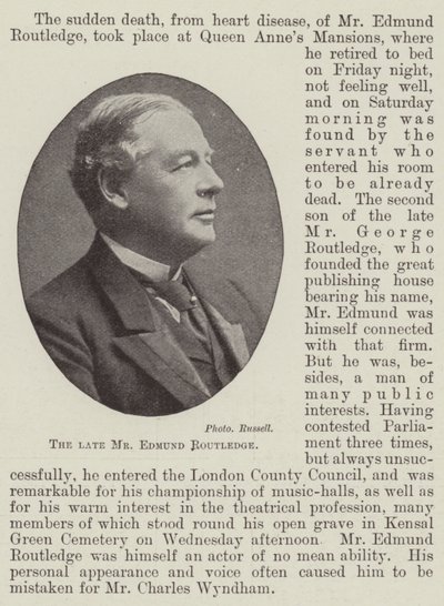El difunto Sr. Edmund Routledge de English Photographer