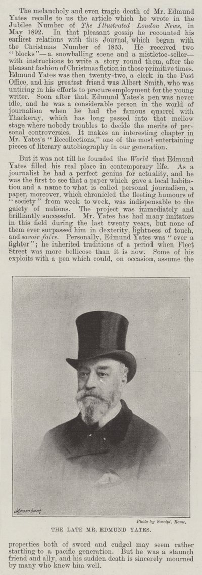 El difunto Sr. Edmund Yates de English Photographer