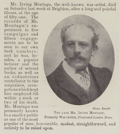 El difunto Sr. Irving Montagu, anteriormente artista de guerra, Illustrated London News de English Photographer