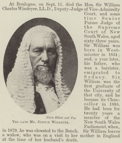 El fallecido Sr. Justice Windeyer de English Photographer