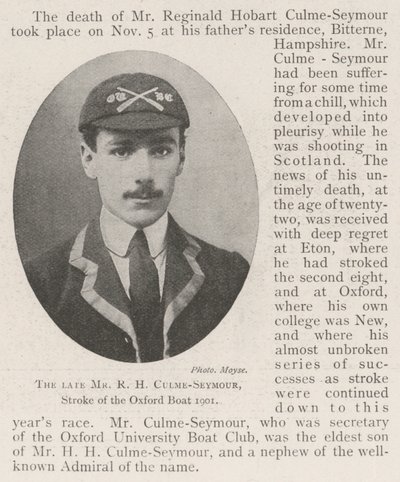El difunto Sr. R H Culme-Seymour, remero del barco de Oxford 1901 de English Photographer