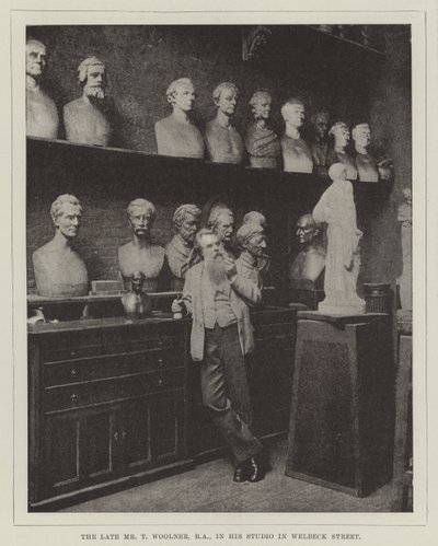 El difunto Sr. T. Woolner, RA, en su estudio en Welbeck Street de English Photographer
