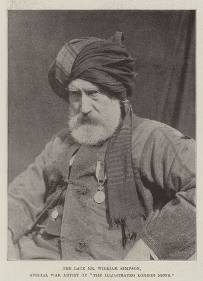El difunto Sr. William Simpson, artista de guerra especial de The Illustrated London News de English Photographer