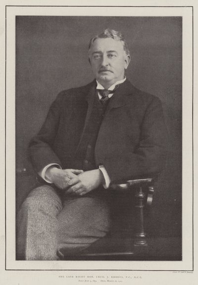 El difunto muy honorable Cecil J Rhodes, PC, DCL de English Photographer