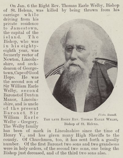 El fallecido Reverendo Thomas Earle Welby, Obispo de Santa Elena de English Photographer