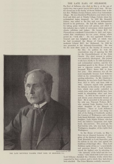 El difunto Roundell Palmer, Primer Conde de Selborne, PC de English Photographer