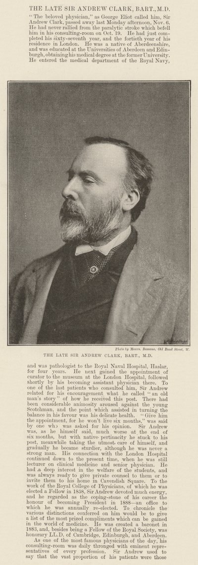 El difunto Sir Andrew Clark, Baronet, MD de English Photographer