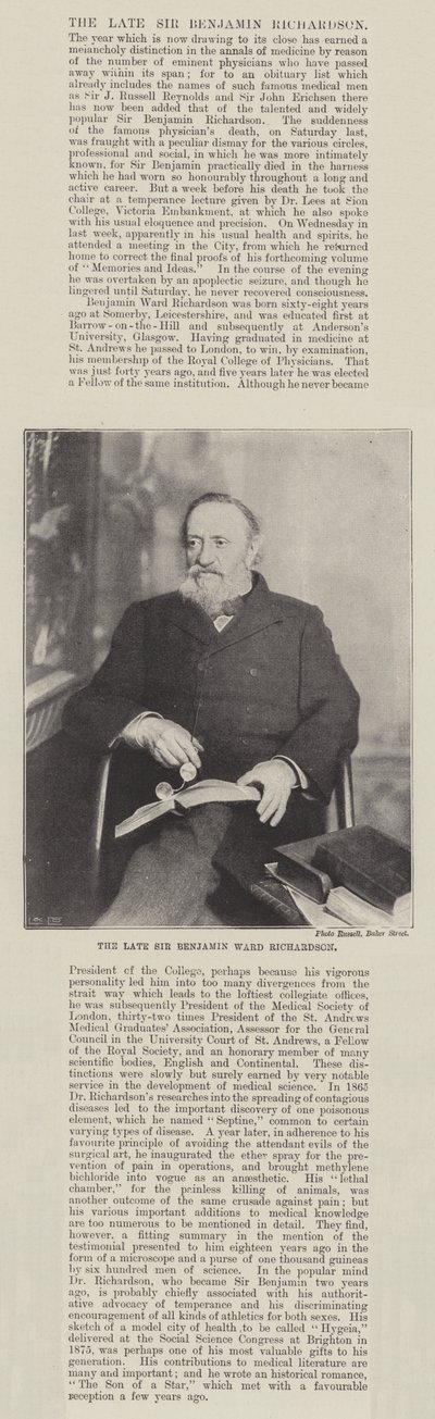 El Difunto Sir Benjamin Ward Richardson de English Photographer