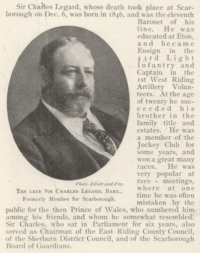 El difunto Sir Charles Legard, baronet, ex miembro por Scarborough de English Photographer