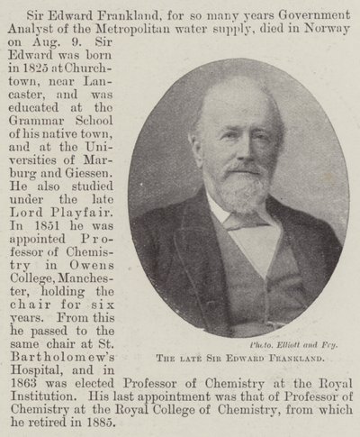 El difunto Sir Edward Frankland de English Photographer