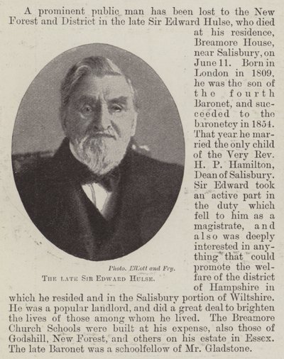 El difunto Sir Edward Hulse de English Photographer