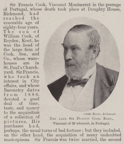El difunto Sir Francis Cook, Baronet, Vizconde de Monserrat, en Portugal de English Photographer