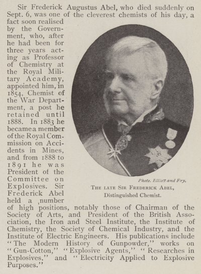 El difunto Sir Frederick Abel, distinguido químico de English Photographer