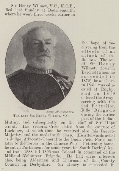 El difunto Sir Henry Wilmot, VC de English Photographer