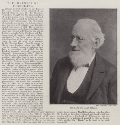 El difunto Sir Isaac Pitman de English Photographer