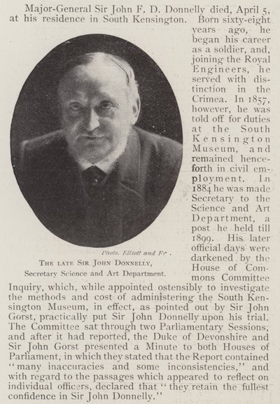 El difunto Sir John Donnelly, secretario del Departamento de Ciencia y Arte de English Photographer