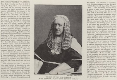 El difunto Sir John Duke Coleridge, Barón Coleridge y Lord Jefe de Justicia de Inglaterra de English Photographer