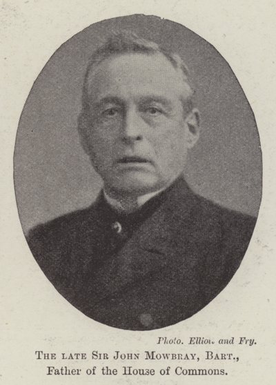 El difunto Sir John Mowbray, Baronet, Padre de la Cámara de los Comunes de English Photographer